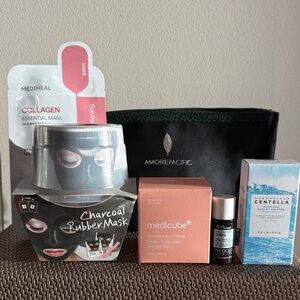 K-Beauty Glass Skin Set:Medicube, Skin1004, Neogen, Lindsay in Amore Pacific Bag